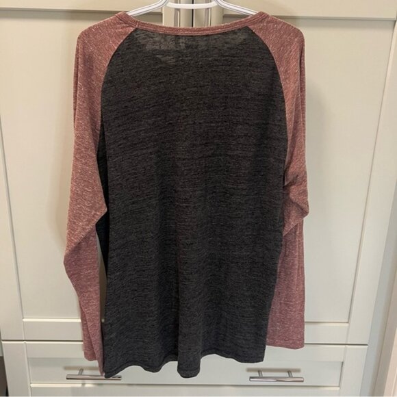 ELEMENT Lightweight Heathered Charcoal Red Raglan Long Sleeved Shirt Size XL - Picture 6 of 7